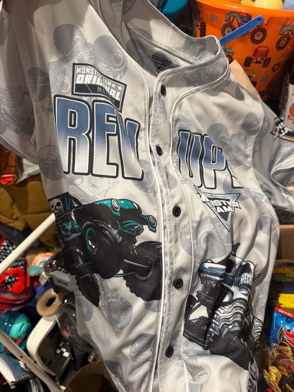 Monster Jam Rev Up Original Grave Digger Megalodon Baseball Jersey
